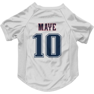 Drake Maye White  Fade Dog & Cat Pet Jersey